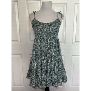 Mable Leopard Smocked Sundress Size S Tie Strap Tiered Mini Resort Summer Flowy